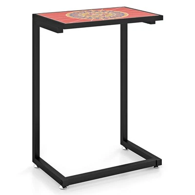 Mesa auxiliar exterior en forma de C mesa de centro regular para terraza jardín colorida Foto 1 de 4