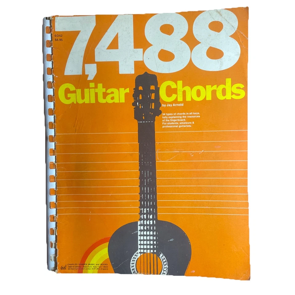 7,488 Guitar Chords Vintage Instructional Guide Book by Jay Arnold Spiral Bound - Image 1 of 4