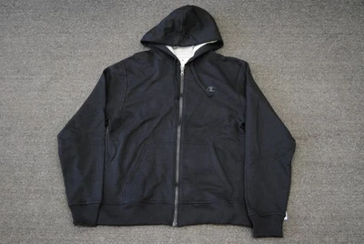 NEW MEN'S CHAMPION S0891-003 POWERBLEND FLEECE FULL ZIP HOODIE BLACK - Image 1 of 4