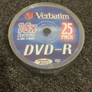 Verbatim 25 Pack 16x DVD-R Sealed Pack -New Recordable DVD Spindle - Afbeelding 1 van 1
