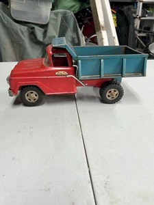 Vtg 1950s-1960s TONKA PRESSED STEEL DUMP TRUCK RED BLUE Mound Minn Patina Rusty - Picture 1 of 10