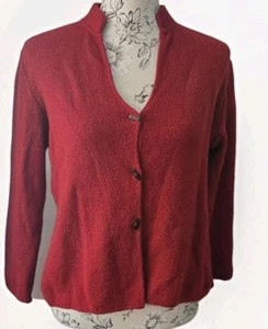 Spirit Of The Andes Red Cardigan 100% Baby Alpaca Wool M 10 12 14 - Picture 1 of 12