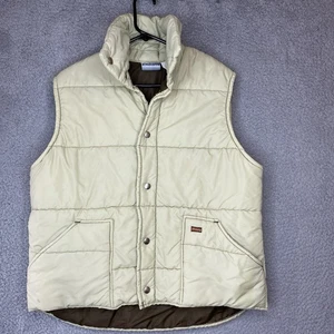 VTG 70s Made In USA Wrangler Tan Puff Vest Mens Sz Large Cowboy Western Workwear - Picture 1 of 13