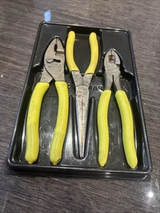 Herramientas a Presión 3 piezas Alicates Aguja Larga Nariz Garra Liniero Agarre Amarillo Alta Visibilidad - Imagen 1 de 2