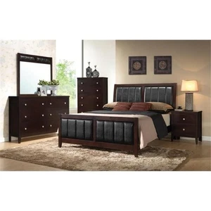 Coaster Carlton 4-Piece Wood Eastern King Panel Bedroom Set in Cappuccino - Picture 1 of 6