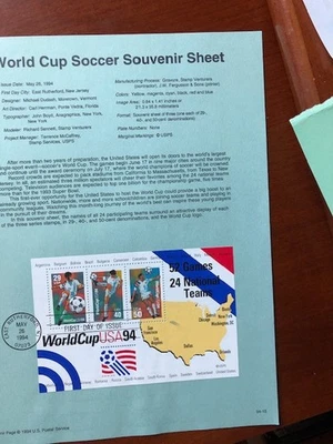 First Day cancels of 1994 Soccer Souvenir sheet and Classic Cars, 1995 - Image 1 of 2