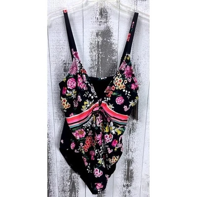 Traje de baño Kenneth Cole Reaction 1X floral de una pieza control abdominal nuevo con etiquetas Foto 1 de 4