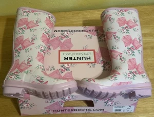 Hunter x LoveShackFancy Big Kids Original Rosa Beaux Mint Pink Rain Boots Size 5 - Picture 1 of 6