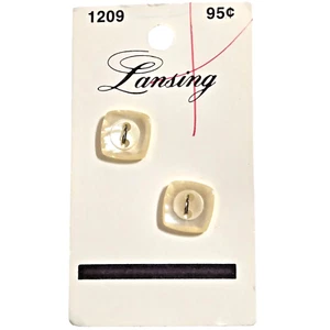 Lansing Vintage Buttons 2 Iridescent White 1/2" 12mm Size 20 Square 2 Hole 1209 - Picture 1 of 9