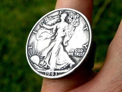 Ring sterling silver  Walking Liberty Half dollar 1938 1939 1940 1943 1944 1945 - Image 1 of 4
