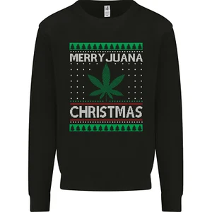 Merry Juana Christmas Lustiges Gras Cannabis Herren Sweatshirt Pullover - Bild 1 von 29