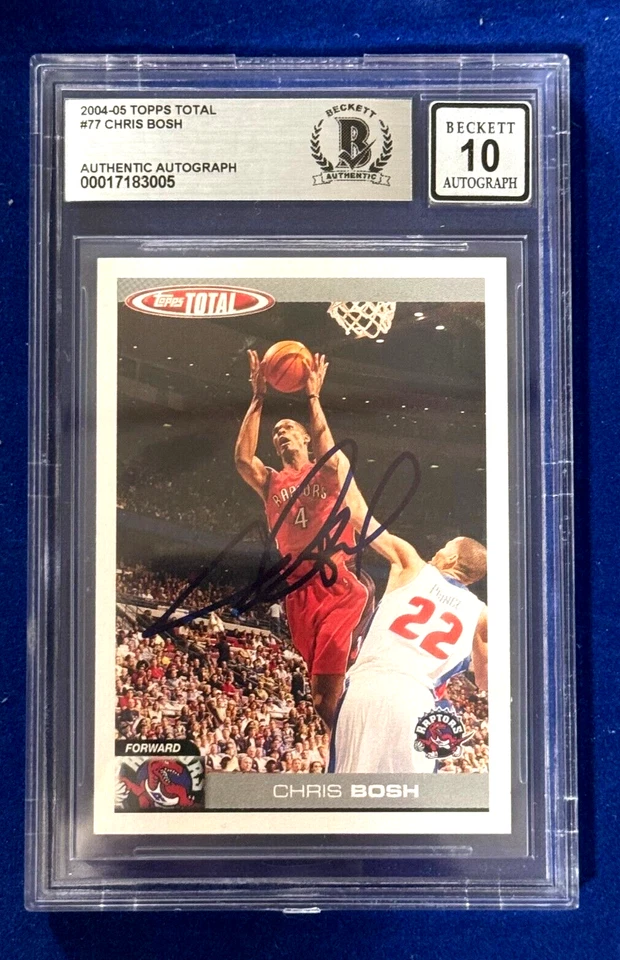 Raptors CHRIS BOSH Signed 2004-05 Topps Total Card #77  Beckett Slabbed AUTO 10 - Image 1 of 1