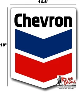 18" 1970-PRES CHEVRON GASOLINE VINYL DECAL OIL CAN / GAS PUMP / LUBSTER - Picture 1 of 1