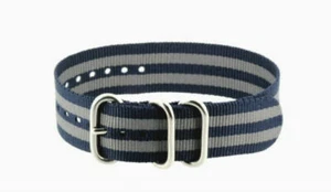 NAGATAC Nylon Watch Strap Band 3 Ring Military James Bond stainless buckle 20/22 - Picture 1 of 6