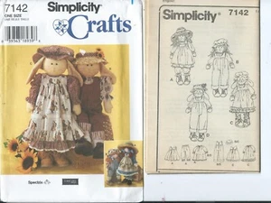 S 7142 sewing pattern 24" Rag DOLL & BUNNY sew Dress Pinafore Hat Jumpsuit UNCUT - Picture 1 of 1
