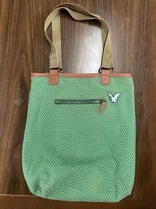 AMERICAN EAGLE OUTFITTERS Green Polka Dot Canvas AE TRAVEL TOTE Purse - Picture 1 of 7