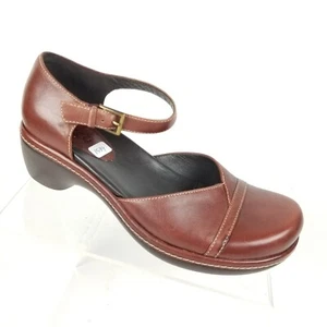 Ecco Ankle Strap Sculpted Mary Jane Heels Womens Size 37 / 6 - 6.5 Brown - Picture 1 of 10