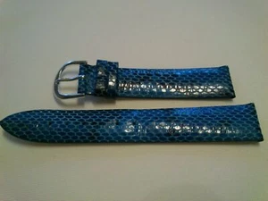 Correa de reloj 18 mm azul tipo serpiente correa de cuero nueva correa de hebilla de acero inoxidable - Imagen 1 de 2