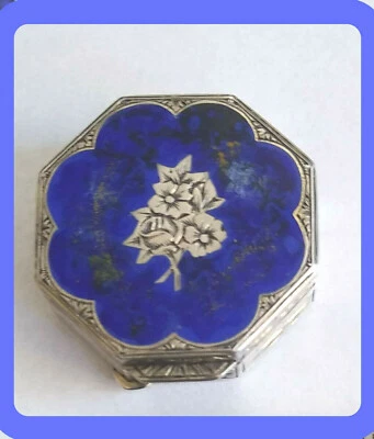 ЛАЗУРИТ И СЕРЕБРО ШЕСТИУГОЛЬНЫЙ СЕРЕБРЯНАЯ КОРОБКА - Изображение 1 из 4