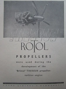 3/1947 PUB ROTOL BRISTOL THESEUS PROPELLER TURBINE ENGINE HELICE ORIGINAL AD - Imagen 1 de 1