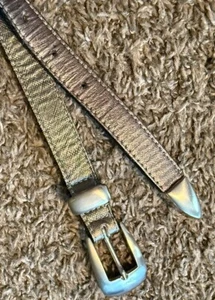 Leatherock Women’s Belt Sz Small Skinny Bronze Champagne Silver Metal Joints - Picture 1 of 11