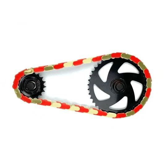 INSANE CHAIN CAPS BMX CHAIN *NEW* 1/2"X1/8" STREET WHEELIE GOLD/RED - Image 1 of 1