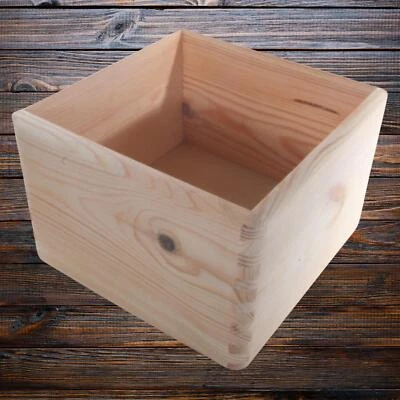 Wooden Square Storage Crate Box Non-lidded Kitchen Container Organiser 20x20 cm - Image 1 of 4