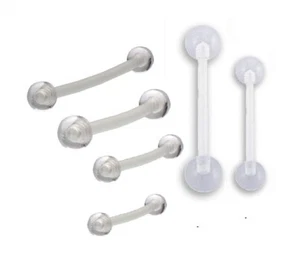 2X Acrylic Clear Straight Bar Tongue Nipple Retainer body Piercing 6mm- 42mm  - Picture 1 of 1