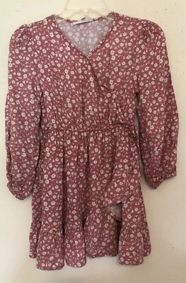 Jessica Simpson Girls Faux Wrap Dress Size M (8) Floral Ruffled Puff Sleeve - Image 1 of 4