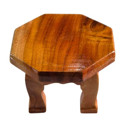 Mini octagonal wooden Altar table 3.5"x3.5"x2" red wood lacquer coated - Image 1 of 4