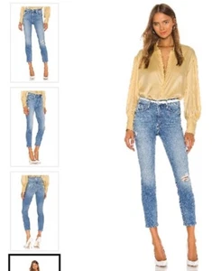 Mother Looker Jeans Size 28 Skipping Stones Distressed High Waisted Denim Ankle - Picture 1 of 13
