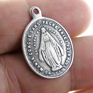 MEDAGLIA MIRACOLOSA argento, fusa dall'antico XIX secolo originale francese - Foto 1 di 3