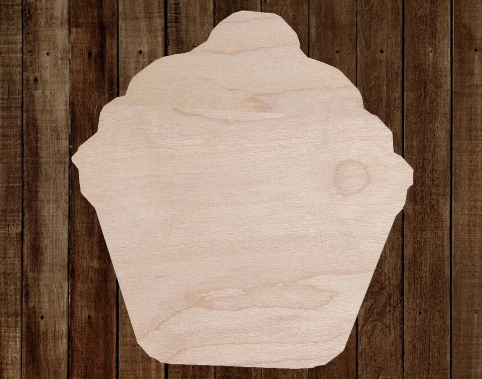 Cupcake Cumpleaños Sin Acabar Madera Recortada Formas Pintura Artesanía TODOS LOS TAMAÑOS Foto 1 de 2