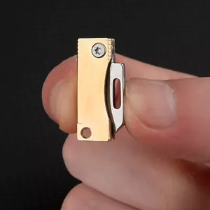 Mini Brass Pocket Folding Blade Knife Cutter Outdoor Travel Camping EDC Keychain - Picture 1 of 9