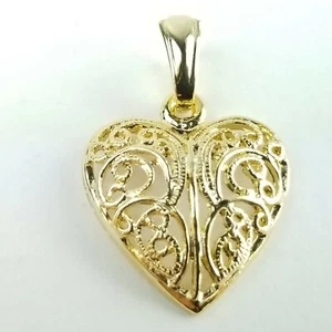 Gold Plated Necklace Pendant Hollow Mesh Heart Women's Fashion Costume Jewelry  - Picture 1 of 7