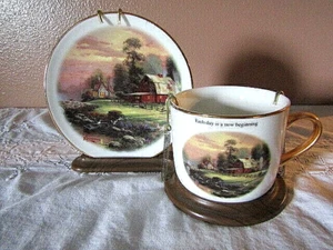 Thomas Kinkade Cup with Saucer with Stand Sunset at Riverbend Farm - Picture 1 of 9