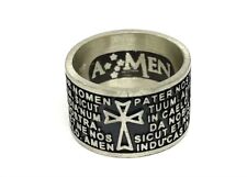 "new" sterling silver black "our father" in latin ring sz 7.25 $135 bag 137 