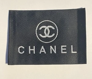 Chanel Clothing Label Sewing Replacement Black 2”x3” Large Satin Woven - Picture 1 of 3