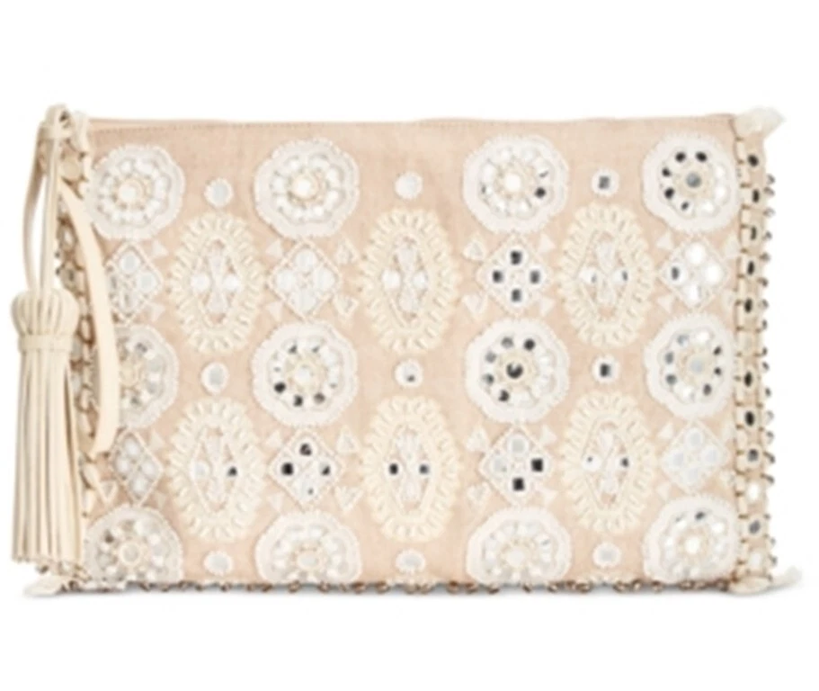 Angel by L. Martino Lily Large Clutch Top Zip Wristlet Embroidery Beads 101