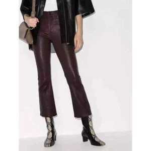 $980 NUEVO Talla Pantalones acampanados de cuero de cordero Le Crop 24 marcos - Imagen 1 de 14