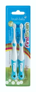 Brush Baby FirstBrush Toothbrush for Babies & Toddlers Blue 2 Pack - Picture 1 of 15