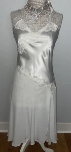 CATO Womans LONG S Satin Gown CHEMISE Slip Dress Long Bridal Chiffon Skirt Beads - Picture 1 of 11