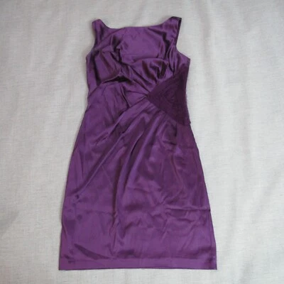 Suzi Chin for Maggy Boutique Dress Womens Size 10 Purple Ruched Cocktail Evening - Image 1 of 4