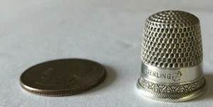 Antiguo siglo 1900 popa y orfebre plata esterlina dedal patrón 6 diamantes - Imagen 1 de 8