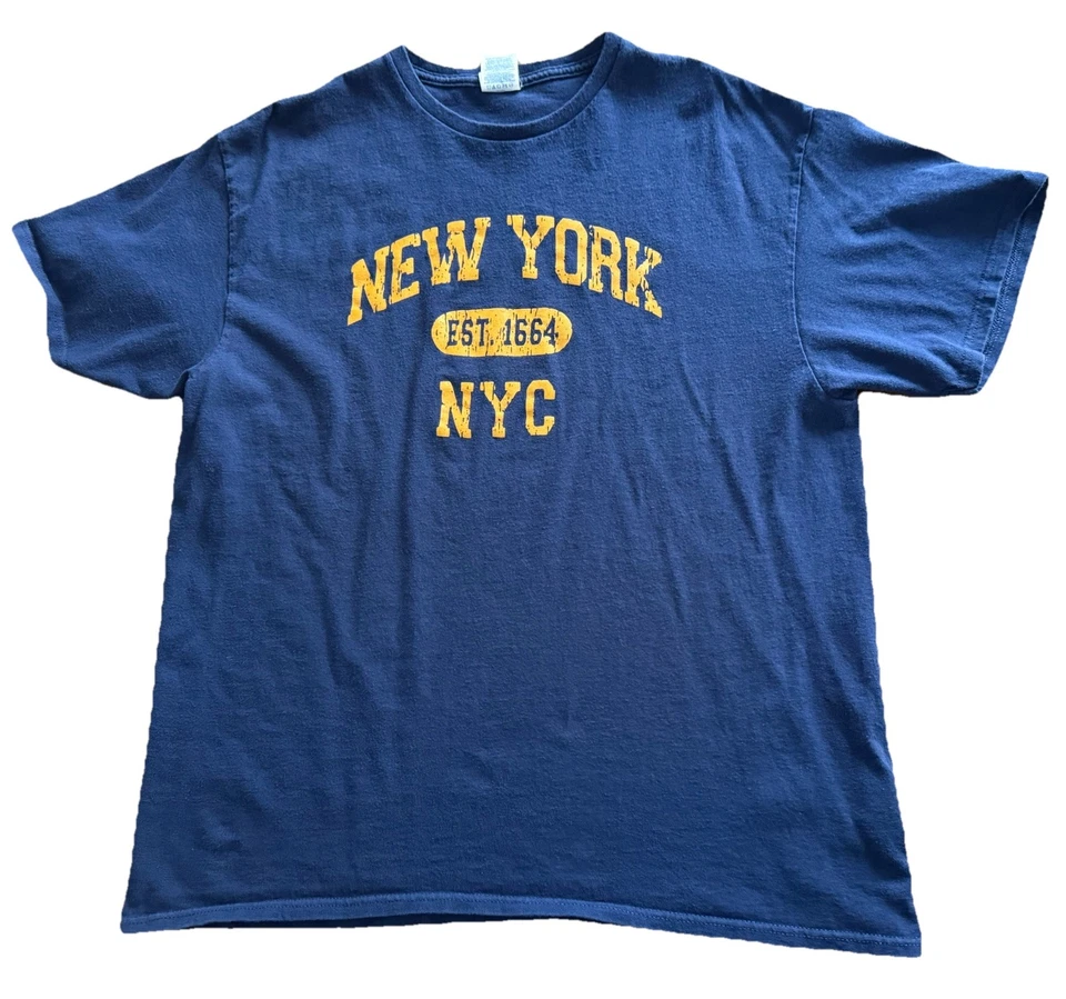 Camiseta De Colección Años 00 Nueva York XL Gráfico Envejecido Azul Naranja Knicks Delta Camiseta Foto 1 de 4