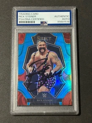 RICK STEINER 2023 PANINI SELECT WWE LIGHT BLUE PRIZM AUTOGRAPHED CARD PSA/DNA - Image 1 of 2