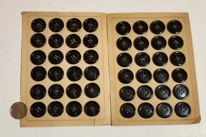48 Antique Polished Horn Suit Buttons Holland And Sherry? On Original Cards - Picture 1 of 7