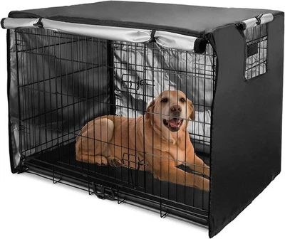 Dog Crate Cover 36 inch - Double Door, Dog Kennel Indoor, Waterproof (Black) - Image 1 of 4