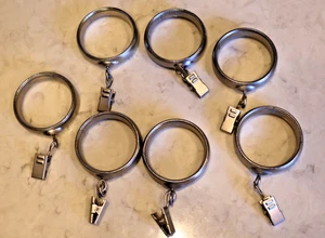Set 7  NICE GLIDE SLIDE Drapery Clip Rings  Brushed Nickel  FOR 1 1/4" ROD - Picture 1 of 4