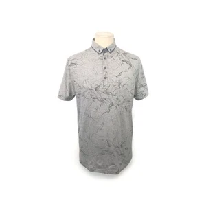 Steel & Jelly Polo Shirt Mens Large Grey Floral Print Preppy Button Down Boho - Picture 1 of 10